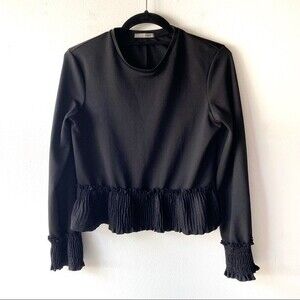 zara black ruffle hem top